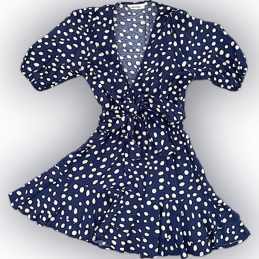 Kivari polka dot navy blue dress small